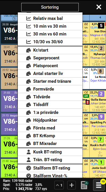 BT One sortering